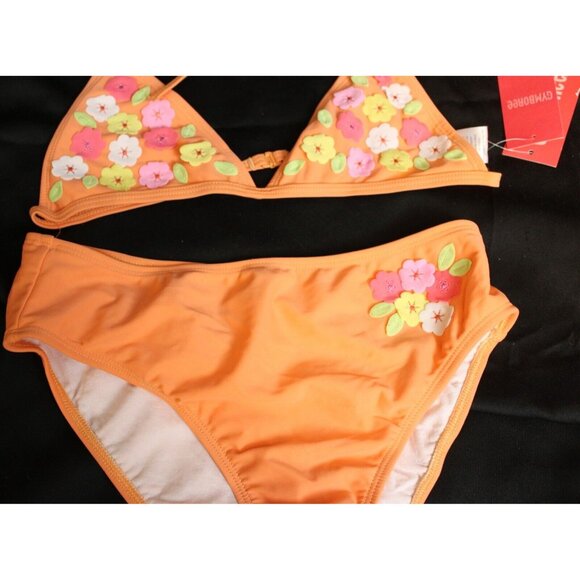 2006 Gymboree Freshly Picked Swimsuit Light Orange Bikini Flowers 2pc sz 10 - Picture 4 of 9